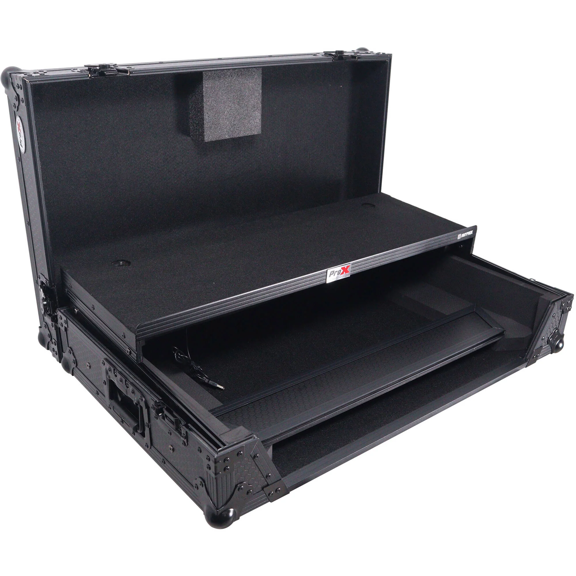 ProX ATA Flight-Style Road Case for RANE Four DJ Controller with Laptop Shelf with LED and Wheels (1 RU, Black) - Image 6