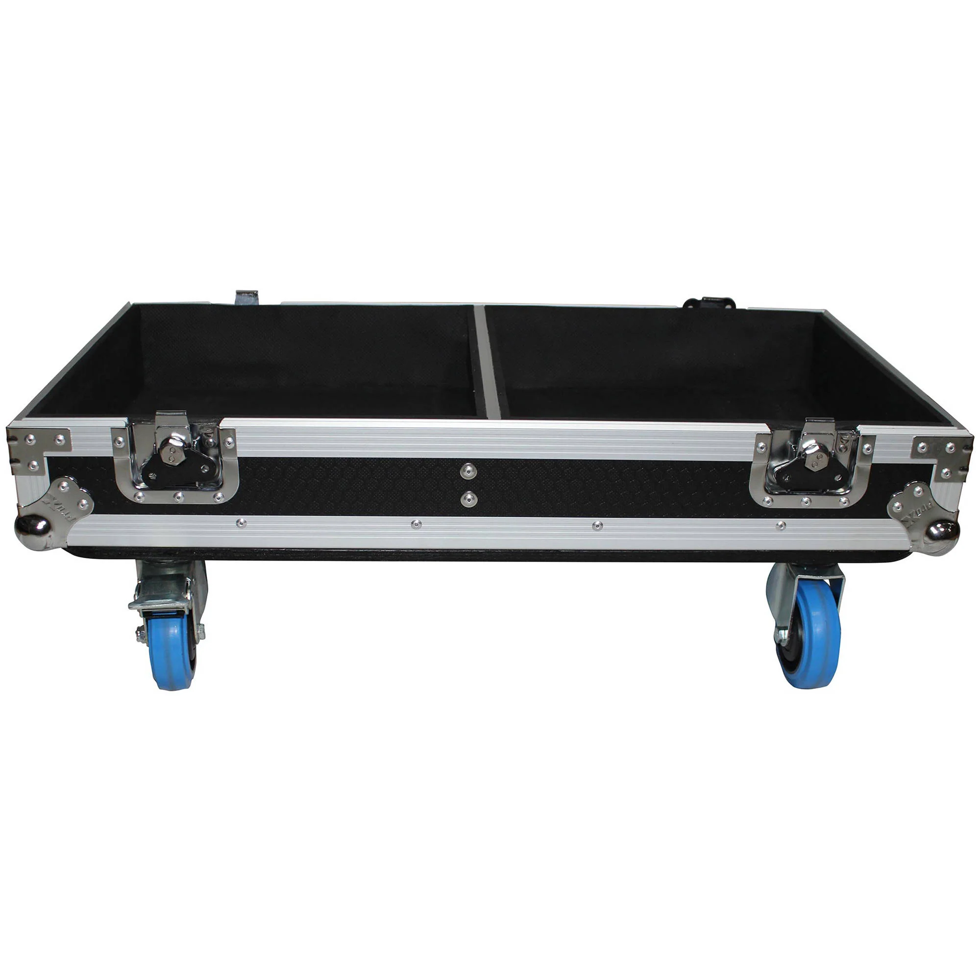 ProX Flight Case with 4 Caster Wheels for Two 15" RCF HDM 45-A / HD 35-A / HD 15-A Speakers (Silver on Black) - Image 4