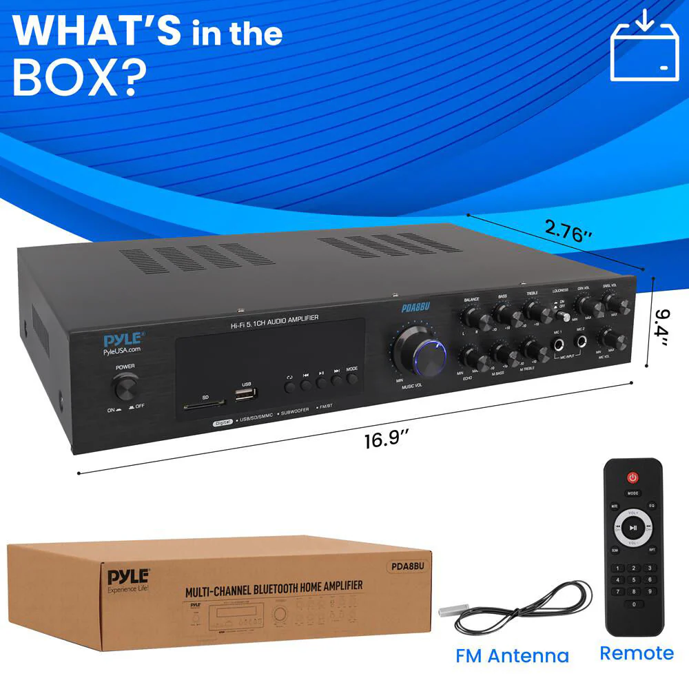 Pyle Home PDA8BU 5.1-Channel Audio Receiver with Bluetooth - Image 5