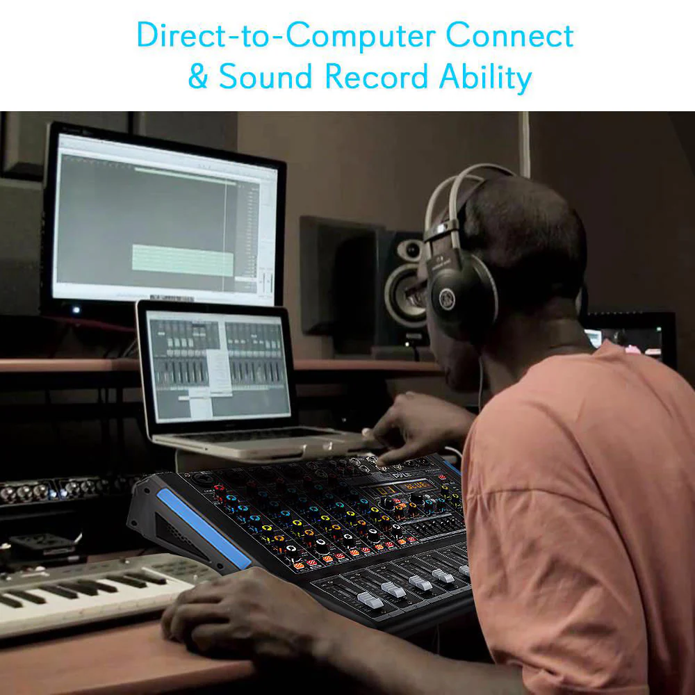 Pyle Pro 12-Channel Bluetooth Studio Mixer and DJ Controller Audio Mixing Console System - Image 6