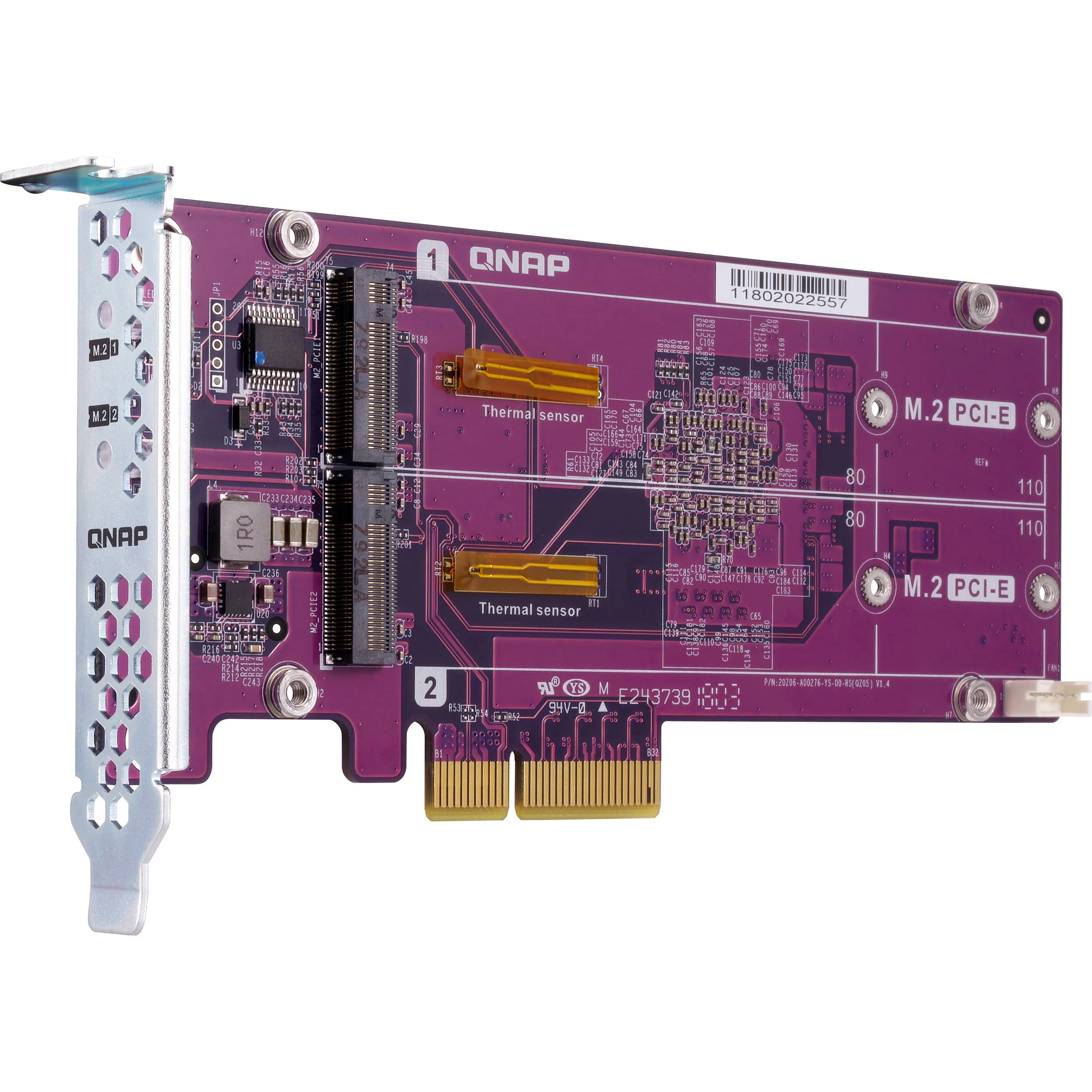 QNAP Dual M.2 22110 / 2280 PCIe Gen2 x4 NVMe SSD Expansion Card - Image 4