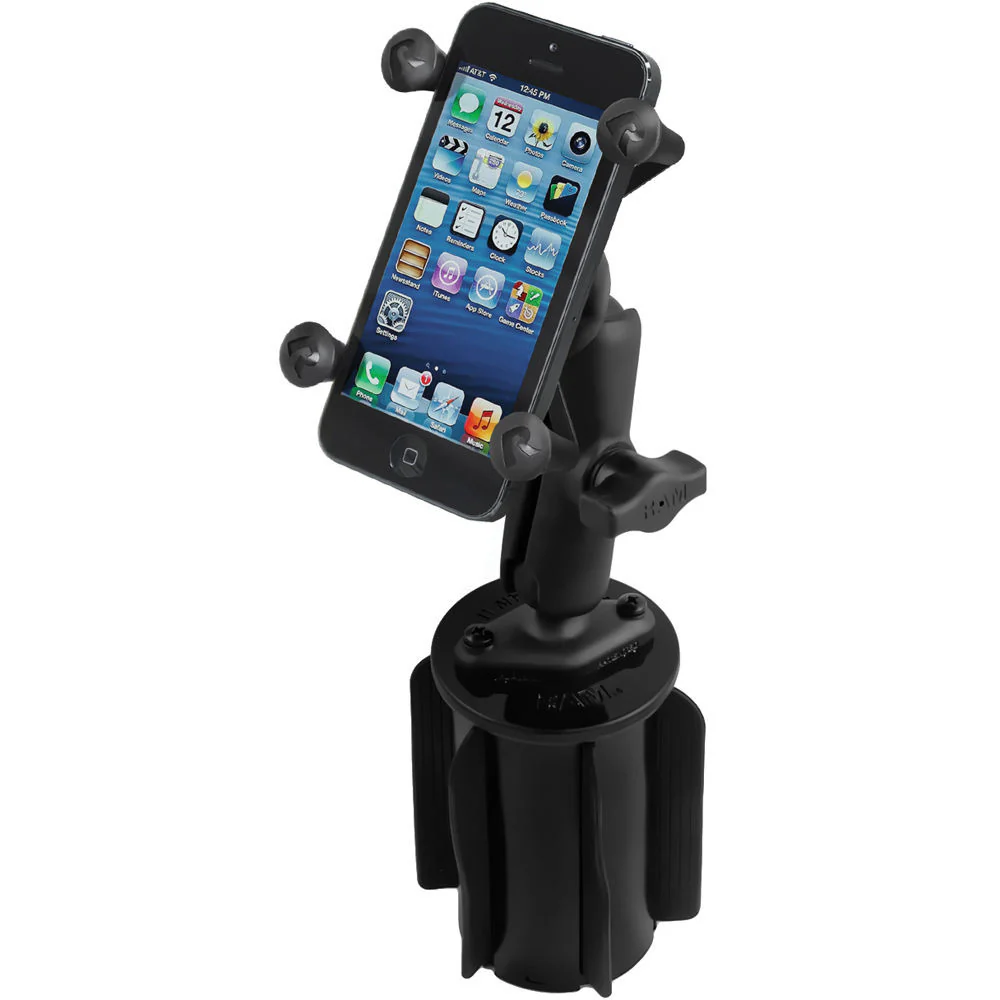 RAM MOUNTS RAM-A-CAN II Universal Cup Holder Mount with Universal X-Grip Cell Phone Holder - Image 3
