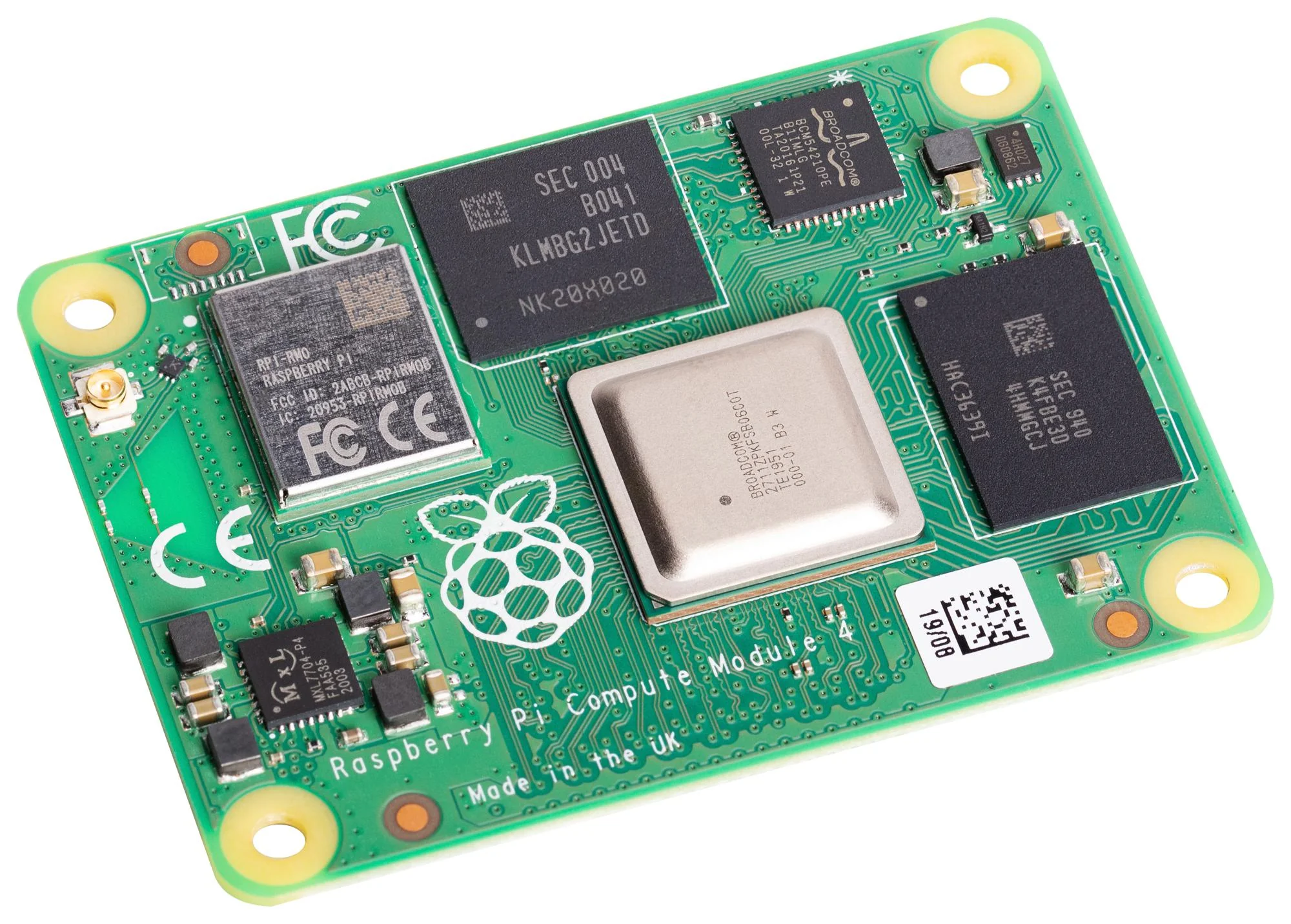 RASPBERRY-PI CM4004032B Raspberry Pi Compute Module 4, BCM2711, ARM Cortex-A72, 4GB RAM, 32GB EMMC SC0686B