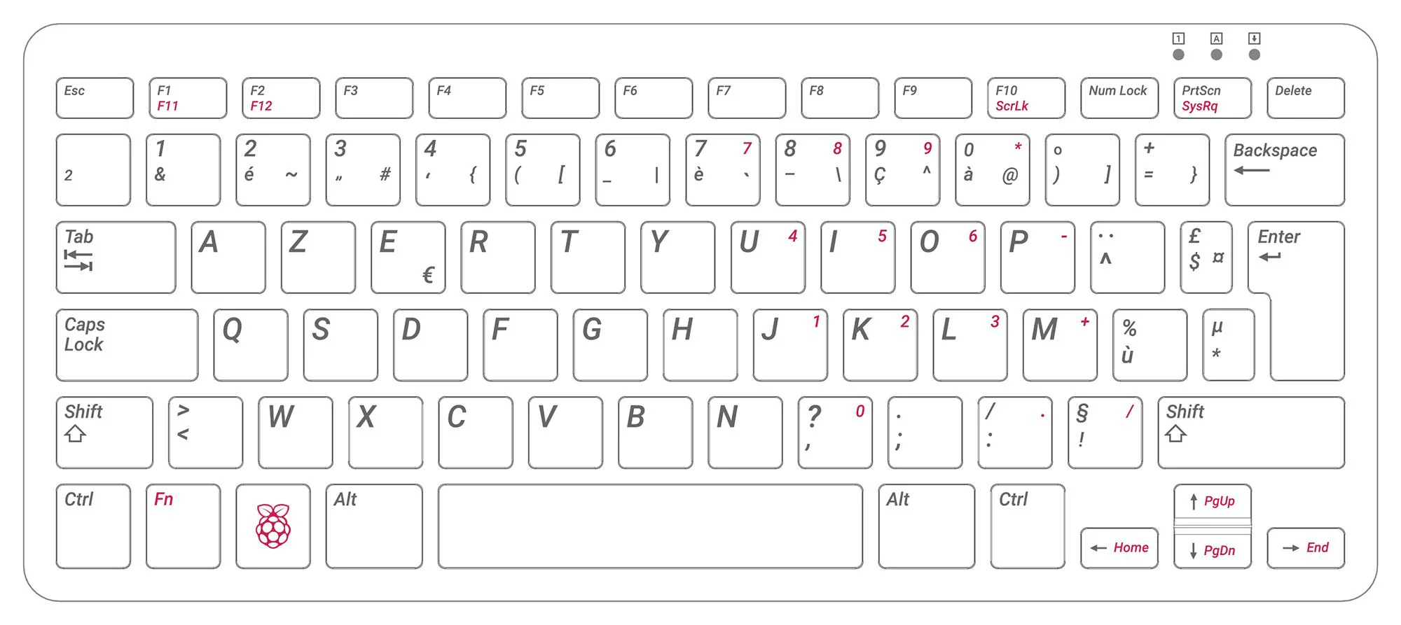 RASPBERRY-PI RPI-KEYB (FR)-BLACK/GREY Development Kit Accessory Official Raspberry Pi Keyboard Black/Grey French Layout Wired - Image 2