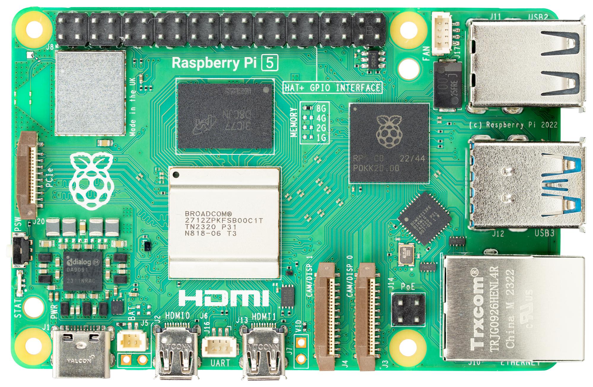 RASPBERRY-PI RPI5-4GB-SINGLE SBC, Raspberry Pi5 4GB, BCM2712, Arm Cortex-A76, 4GB RAM, MicroSD, Wifi, HDMI, Power button GTIN UPC EAN: 5056561803319 - Image 2