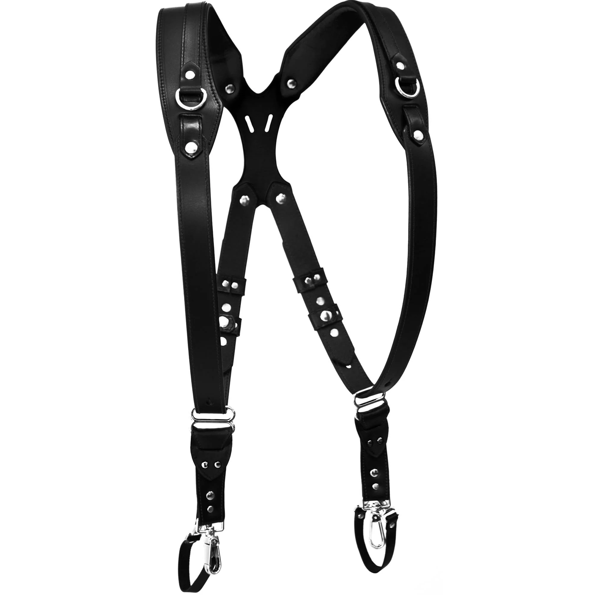 RL Handcrafts Clydesdale Pro-DLX Dual Leather Camera Harness (Large, Jet Black/Black) - Image 3