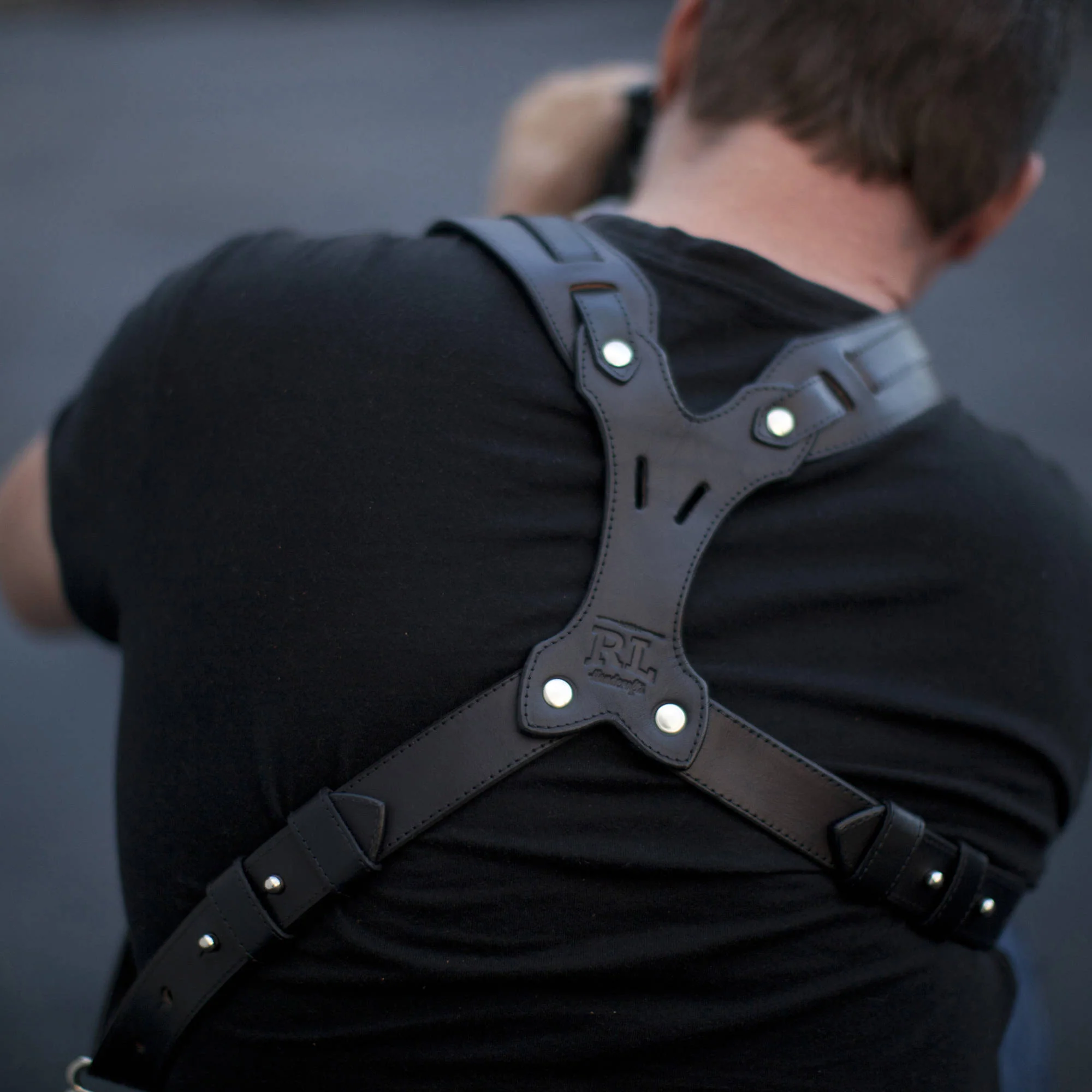 RL Handcrafts Clydesdale Pro-DLX Dual Leather Camera Harness (Large, Jet Black/Black) - Image 9