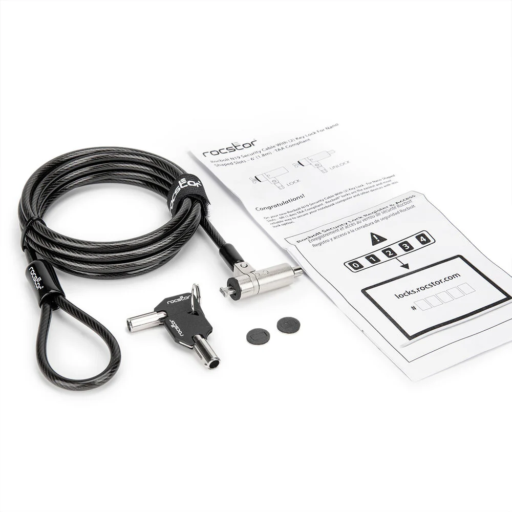 Rocstor Rocbolt N19 Slim Security Cable With Key Lock and 2 Keys (6', TAA) - Image 6