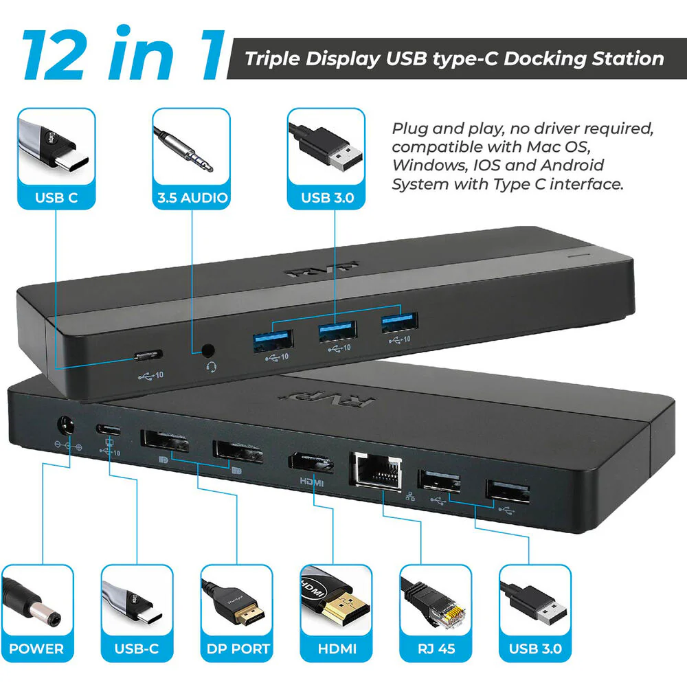 RVP+ RVP-022818 12-in-1 USB-C 3.2 Gen 2 Docking Station - Image 6