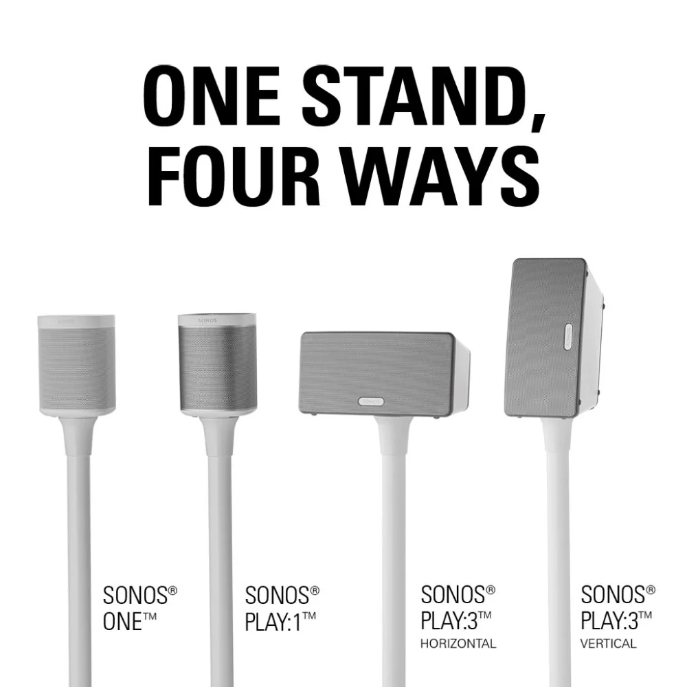 SANUS WSS22 Wireless Speaker Stands for the Sonos One, PLAY:1 & PLAY:3 (White, Pair) - Image 4