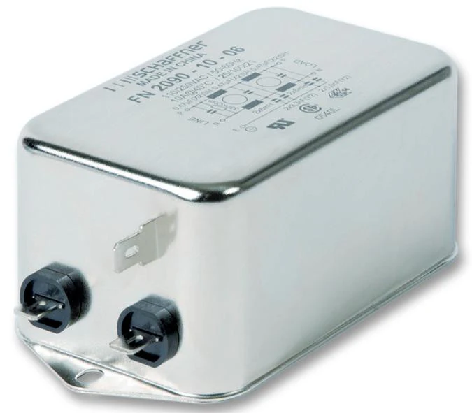 SCHAFFNER FN2090-20-08 Power Line Filter, Chassis, 1 µF, 250 VAC, 20 A, EMI, RFI, Quick Connect, 2.7 mH