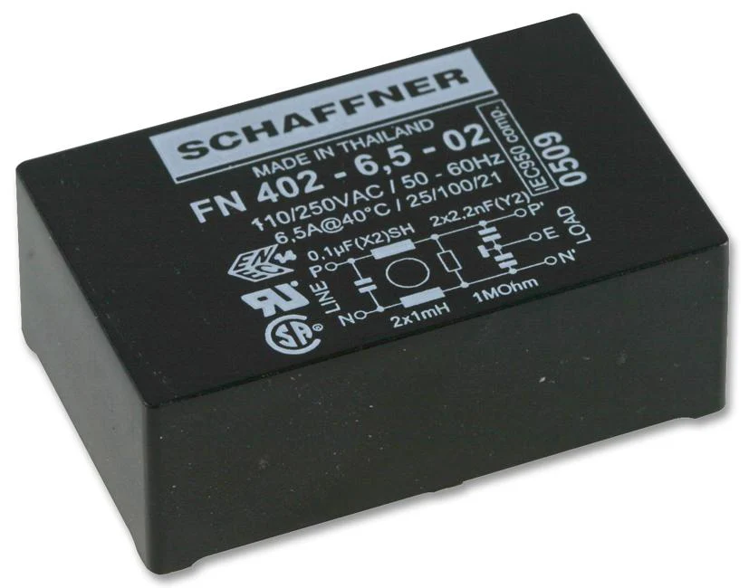 Schaffner FN402-1-02 Power Line Filter 100 nF 250 VAC Standard 1 A Through Hole 10 mH