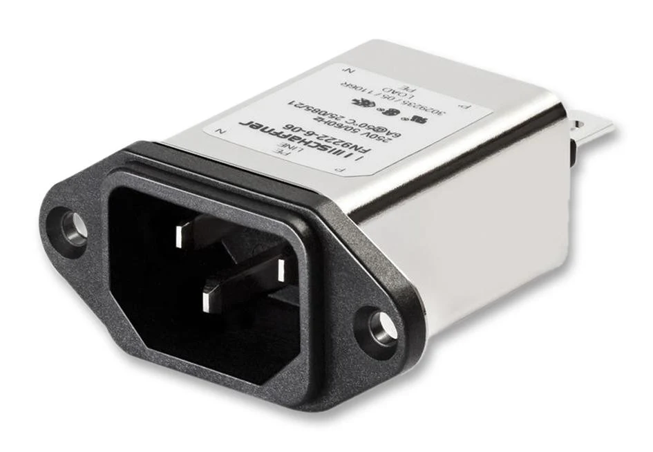 SCHAFFNER FN9222-10-06 IEC Filter, 250 VAC, 11.6 A, EMI, RFI, Quick Connect, 225 µH