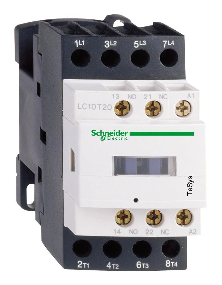 SCHNEIDER ELECTRIC LC1DT20BD Contactor, TeSys D Series, 690 VAC, 4 Pole, 4PST-NO, DIN Rail, Panel, 20 A