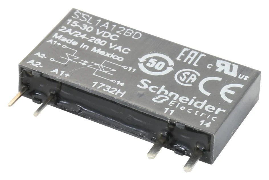 Schneider Electric SSL1A12JD SSL1A12JD Solid State Relay SPST-NO 2 A 280 VAC Socket Quick Connect Zero Crossing