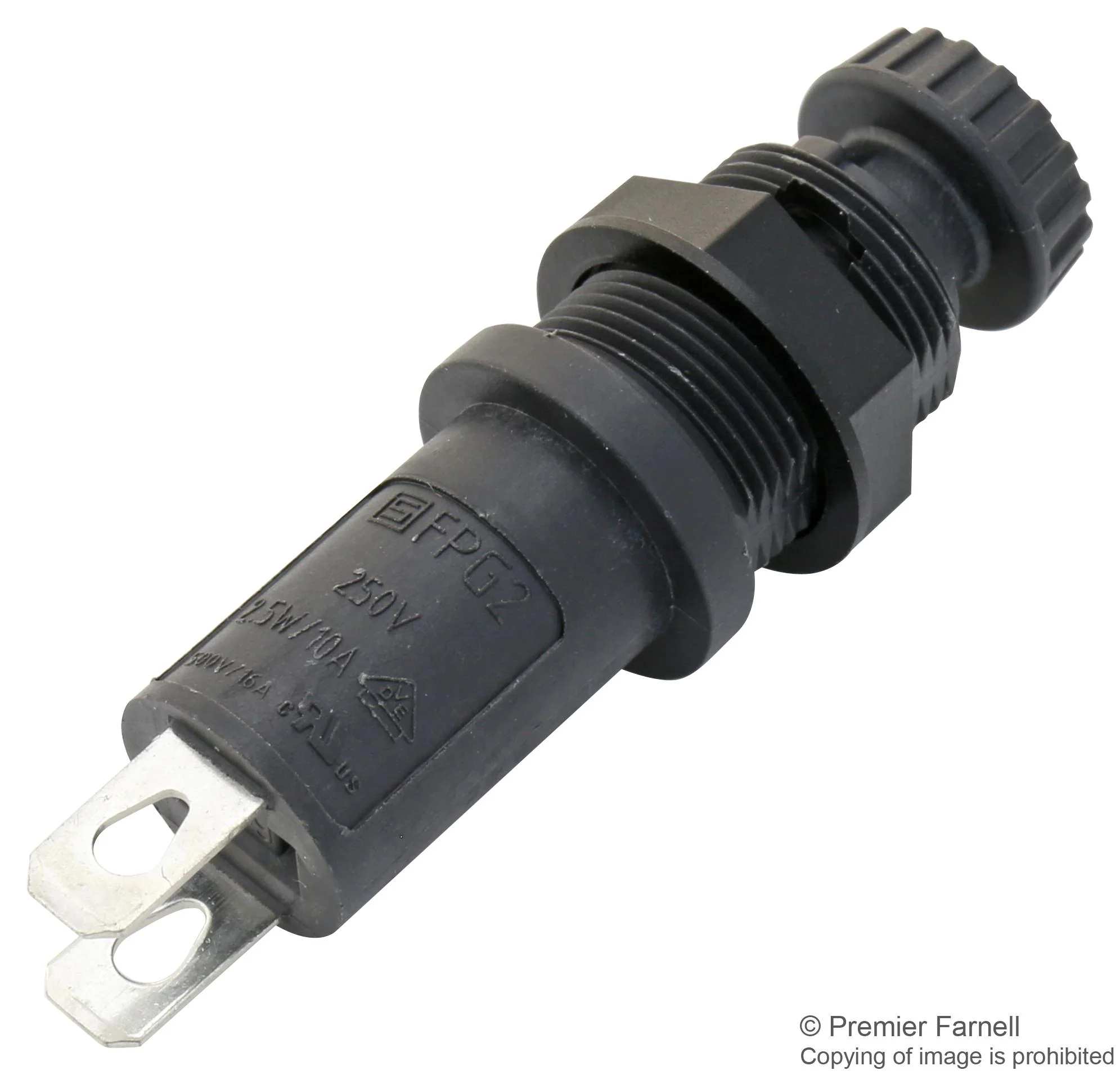 Schurter 3101.0025 3101.0025 Fuseholder Panel Mount Rear Side 250V 10A 5 x 20mm Solder Fingergrip Cap IP40 PC2 - Image 2