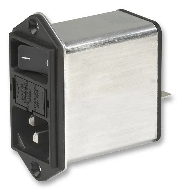 SCHURTER DD12.2121.111 Power Entry Connector, DD12 Series, Plug, 250 VAC, 2 A, Panel Mount, Quick Connect
