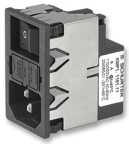 SCHURTER KMF1.1163.11 IEC Filter, 47 nF, 250 VAC, 6 A, IEC, Mains, Quick Connect, 700 µH