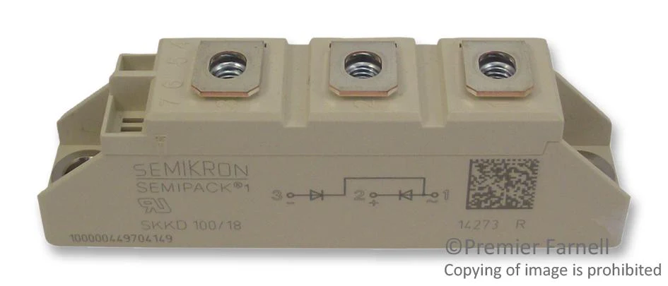 SEMIKRON SKKD 100/18 Diode Module, 1.8 kV, 100 A, 1.35 V, 1 Pair Series Connection, Module, 3 Pins - Image 2