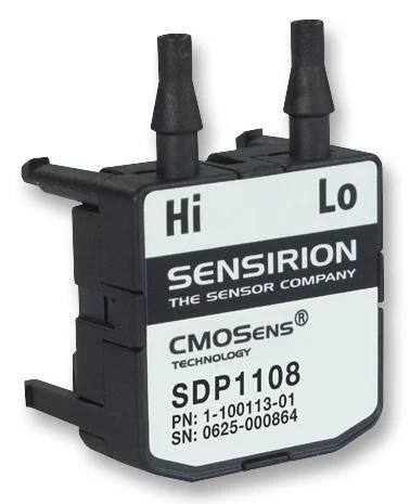 SENSIRION SDP1108-R Pressure Sensor, Medical, -10 to 60�C, 500 Pa, Voltage, Differential, 5 V, Hose / Tube, 5.1 mA