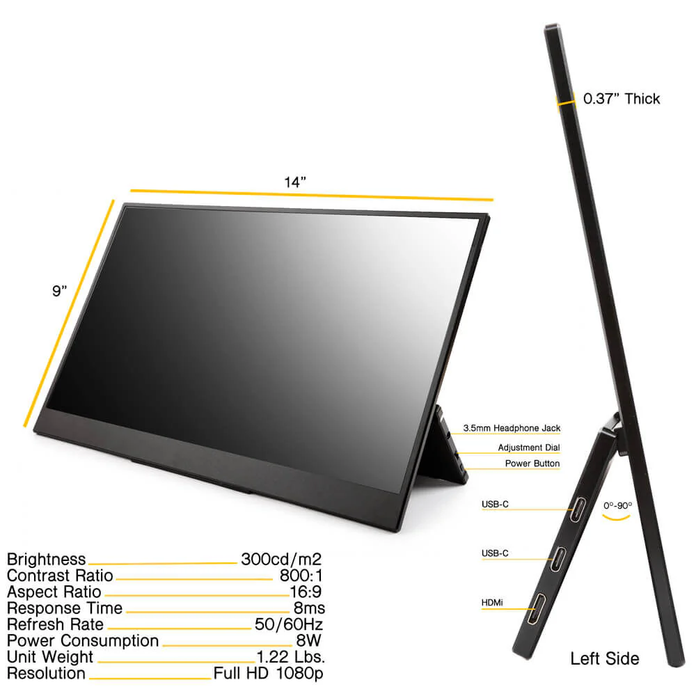 SideTrak Solo Pro HD 15.8" 16:9 HDR FreeSync LCD Monitor - Image 7