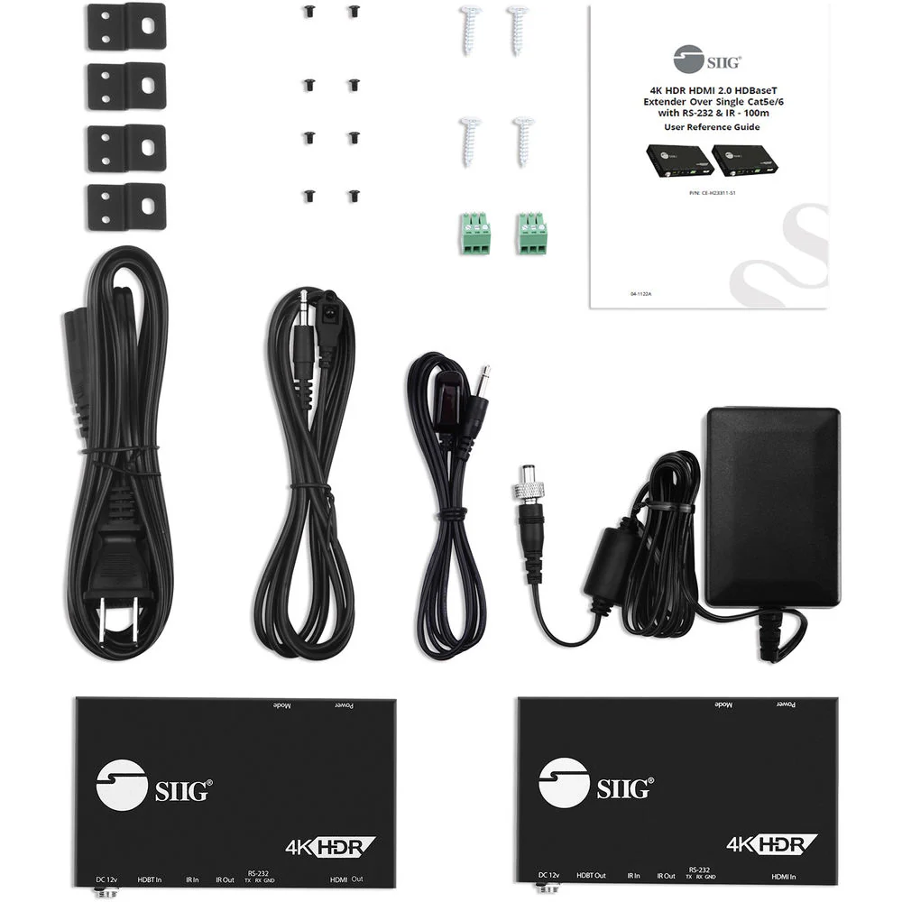 SIIG 4K HDR HDMI 2.0 HDBaseT Extender Over Single Cat5e/6 with RS-232 and IR (100m) - Image 10