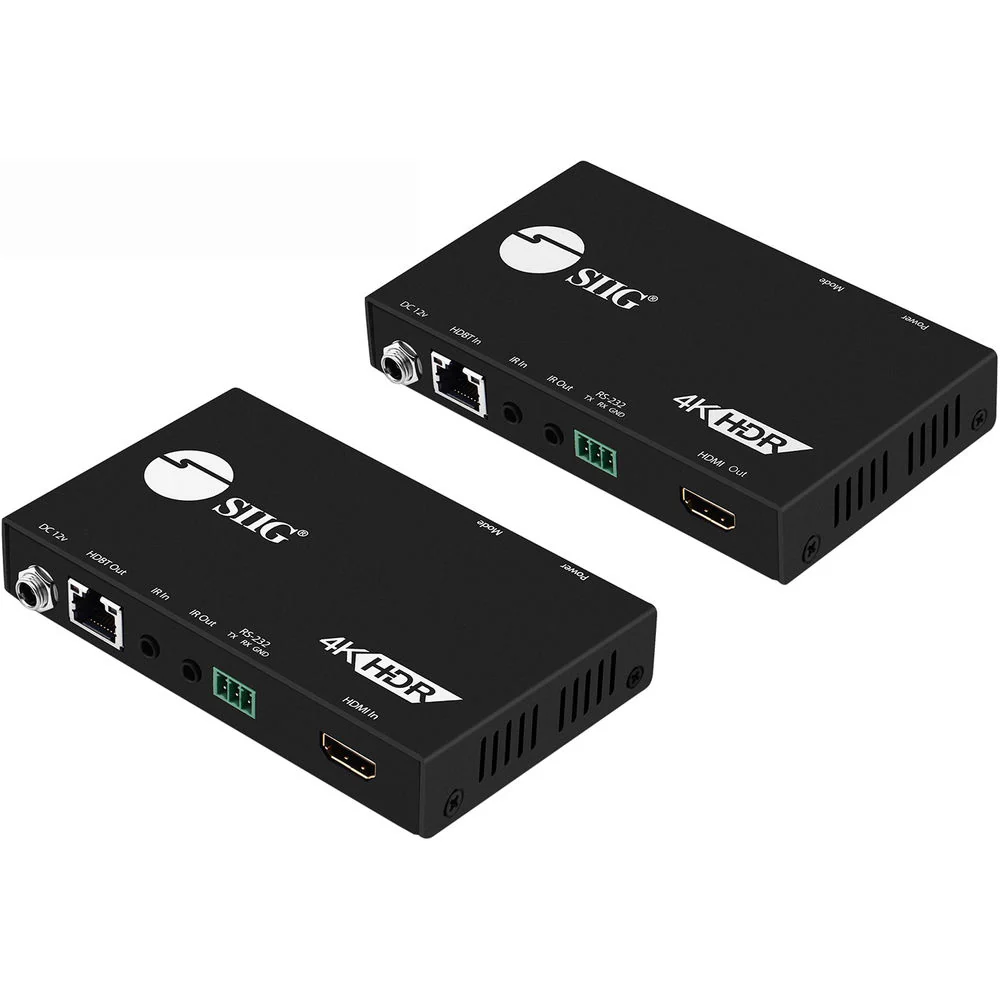 SIIG 4K HDR HDMI 2.0 HDBaseT Extender Over Single Cat5e/6 with RS-232 and IR (100m) - Image 2