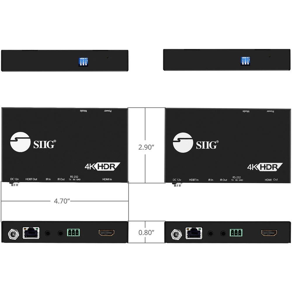 SIIG 4K HDR HDMI 2.0 HDBaseT Extender Over Single Cat5e/6 with RS-232 and IR (100m) - Image 4