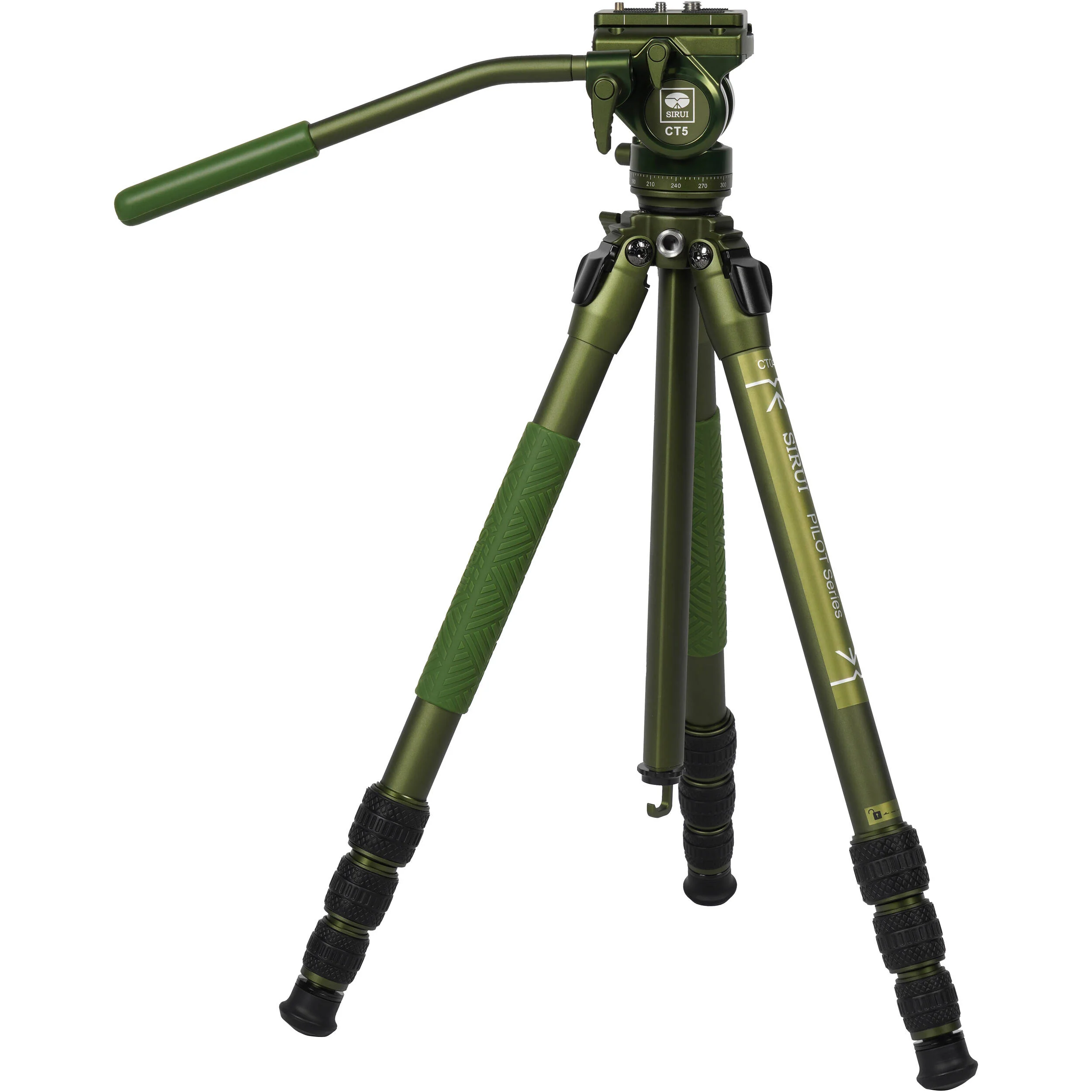 Sirui CT04 Pilot Series Tripod with CT5 Fluid Head Dark Green - Image 2