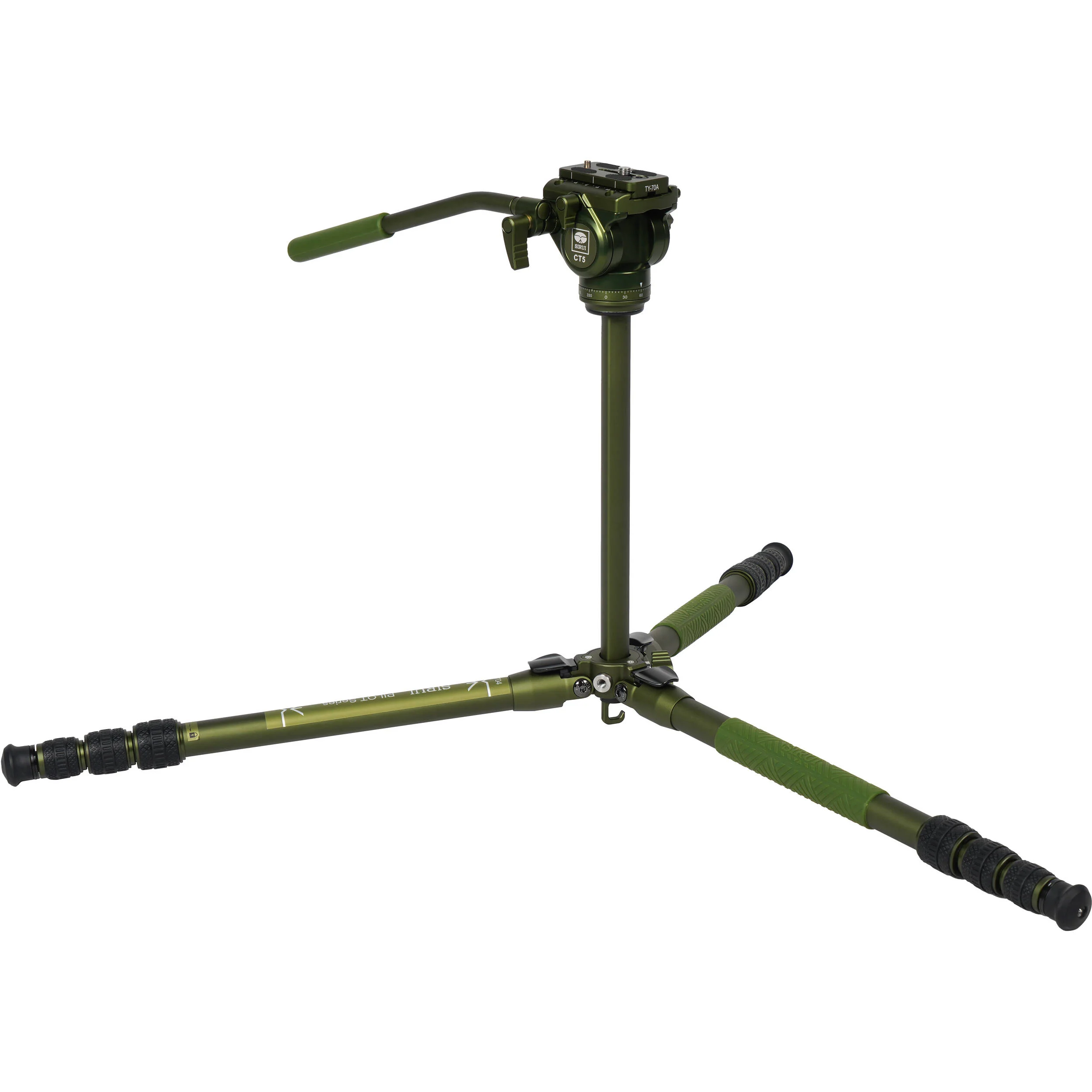 Sirui CT04 Pilot Series Tripod with CT5 Fluid Head Dark Green - Image 4
