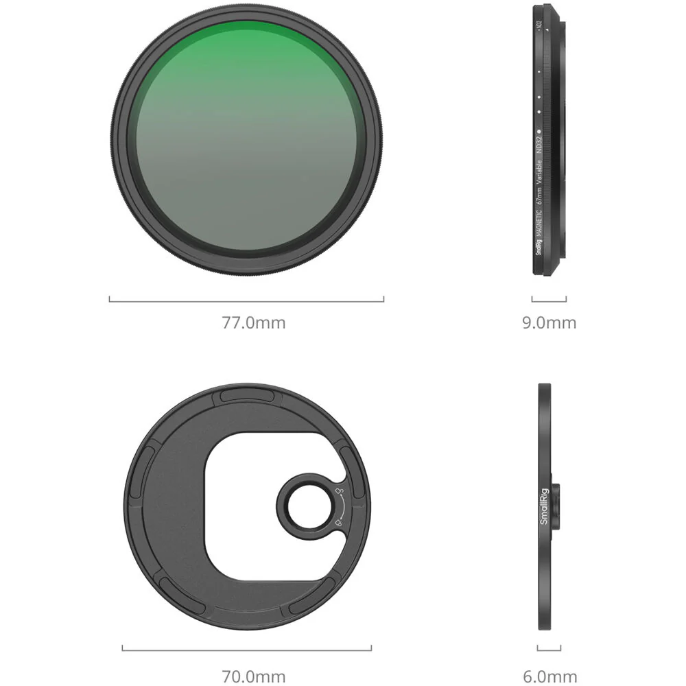 SmallRig Attachable VND Filter with T-Mount Adapter (67mm, 1 to 5-Stop) - Image 5