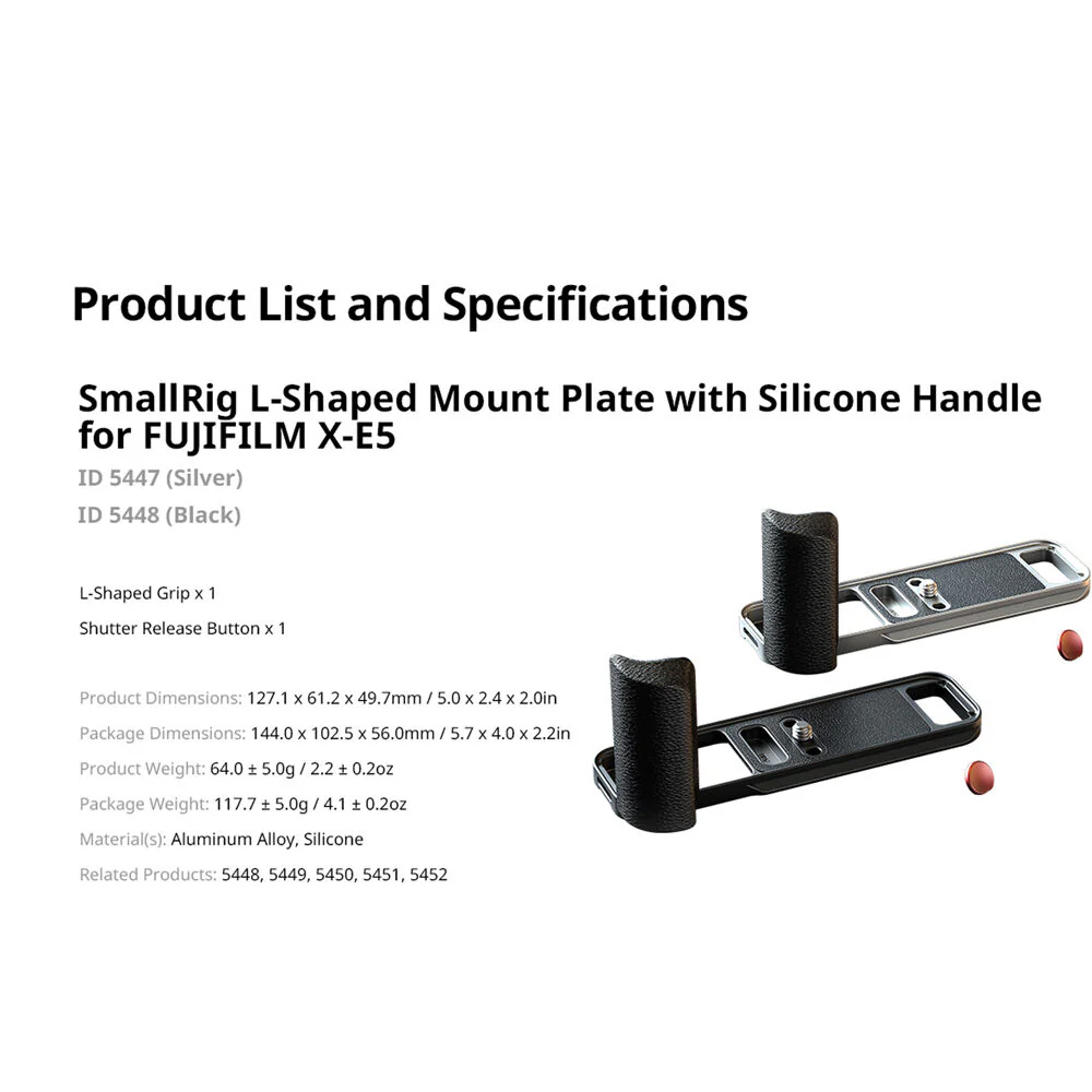 SmallRig L-Shaped Mount Plate with Silicone Handle for FUJIFILM X-E5 (Black) - Image 6