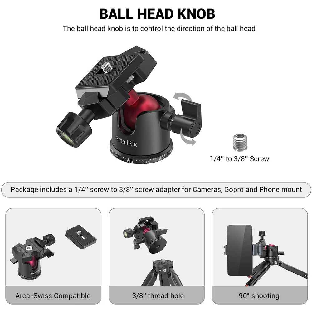 SmallRig Tabletop Mini Tripod with Panoramic Ball Head - Image 6
