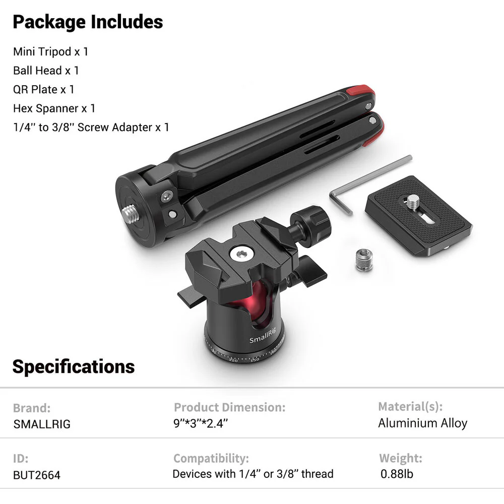 SmallRig Tabletop Mini Tripod with Panoramic Ball Head - Image 9
