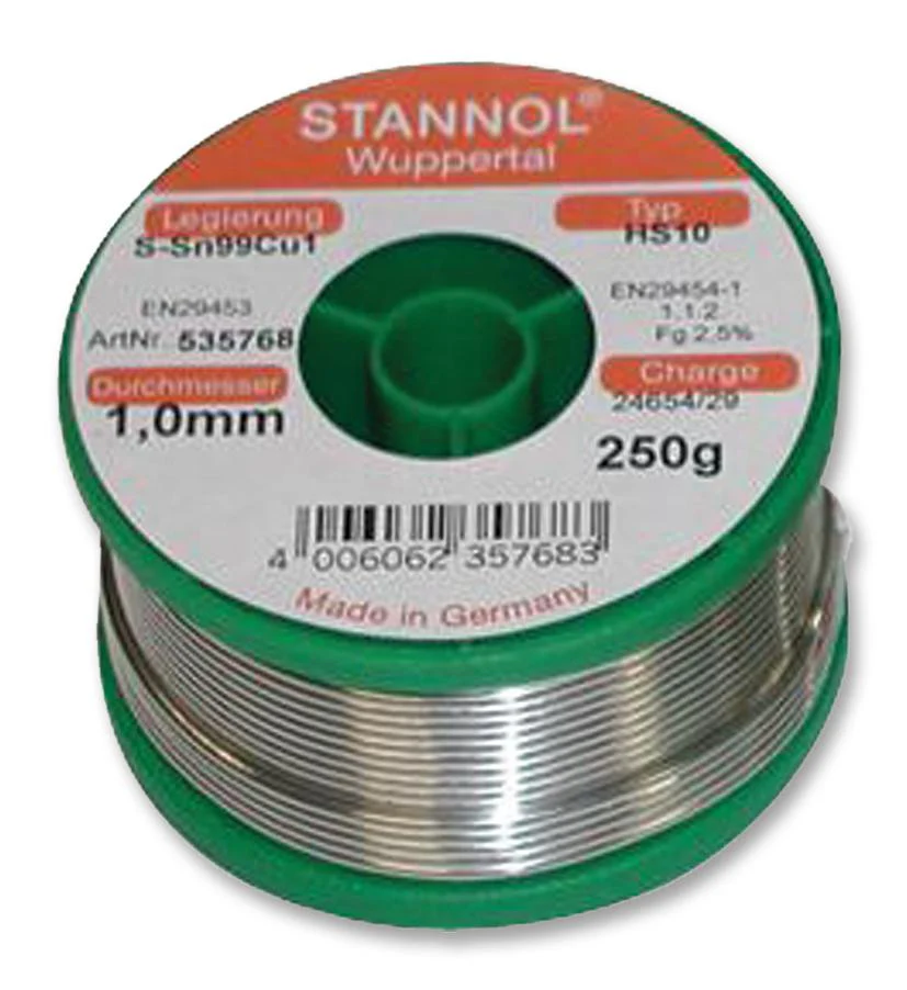 STANNOL 535769 Lead Free Solder Wire 2.0mm, 250g, 227°C