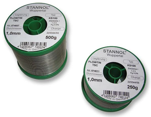 STANNOL 574603 Solder Wire, KS100, 0.5mm Diameter, 217°C, 250g