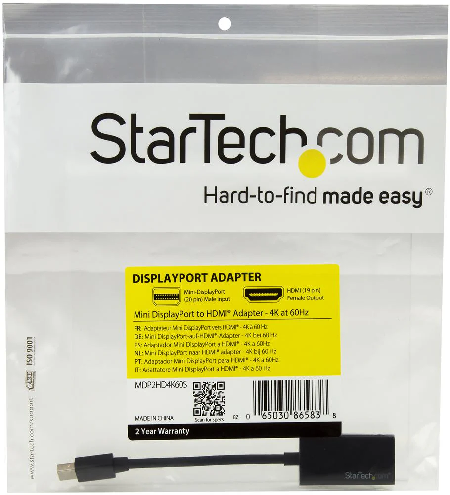 Startech MDP2HD4K60S Connector Adapter Mini Displayport 1 Ways Plug Hdmi Receptacle - Image 4