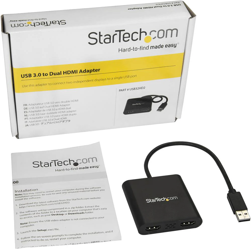 Startech USB32HD2 USB32HD2 Adapter USB 3.0 to Dual 4K Hdmi New - Image 4
