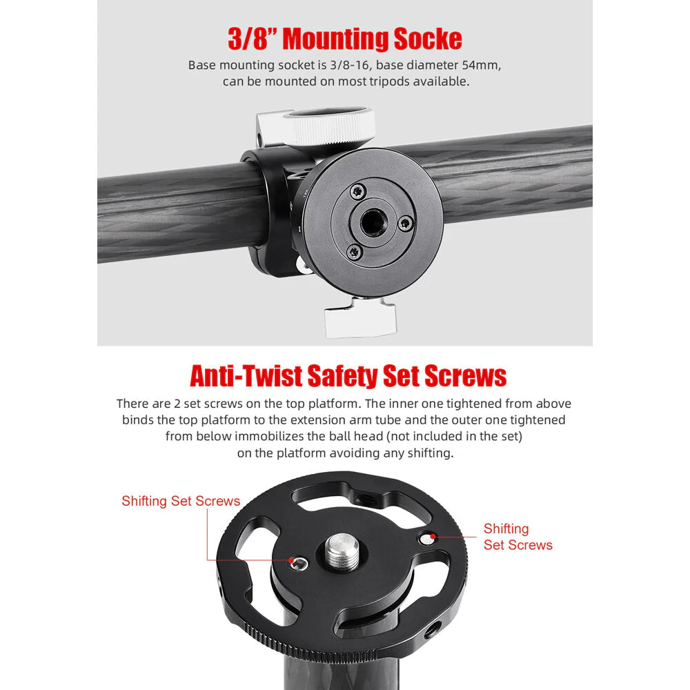 Sunwayfoto CCB-01 Carbon Tripod Extension Arm (16") - Image 3