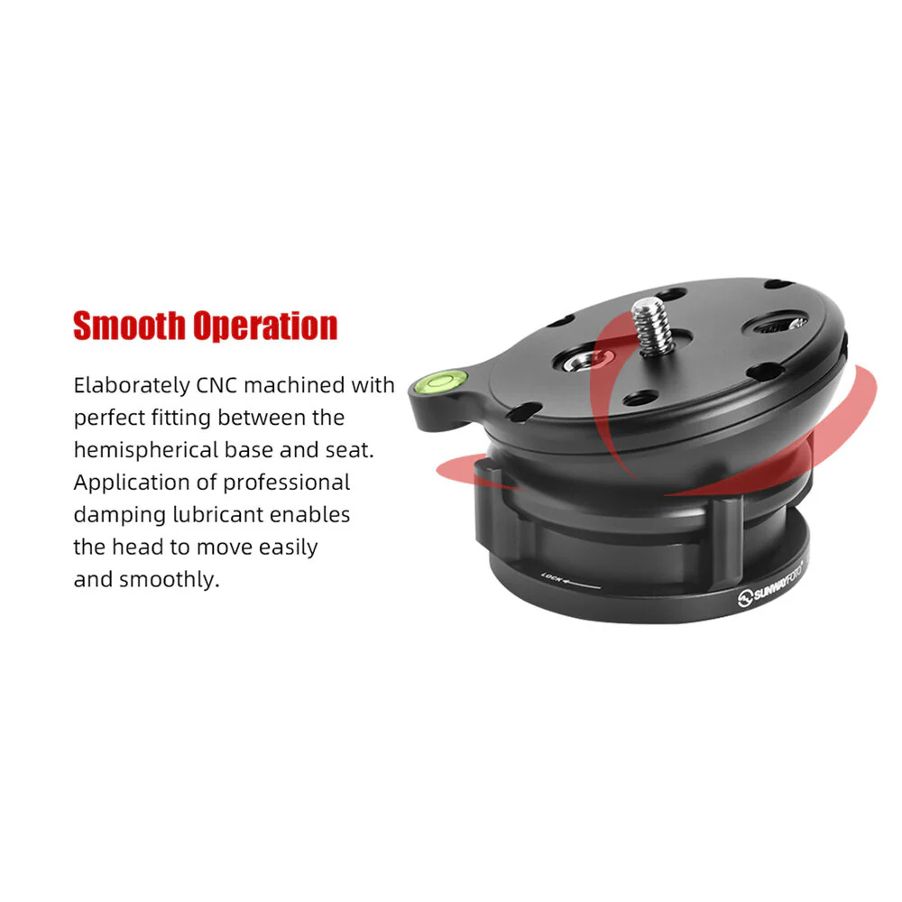 Sunwayfoto LB-68 Leveling Base with External Bubble Level (Black) - Image 4
