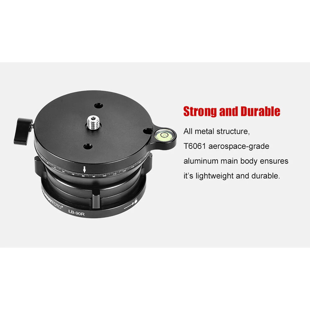 Sunwayfoto LB-90R Leveling Base with Panoramic Platform and External Bubble Level (Black) - Image 4
