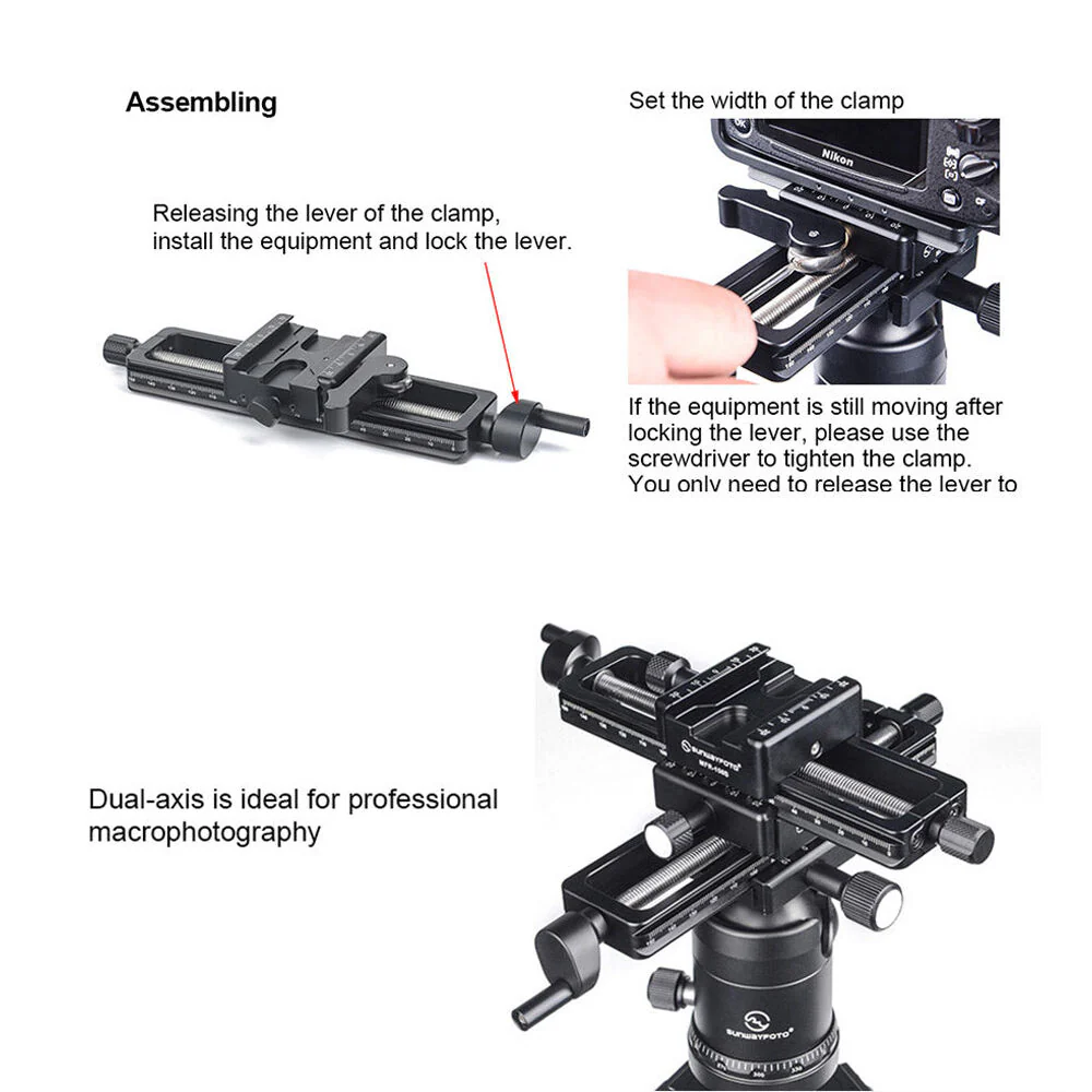 Sunwayfoto Macro Focusing Rail with Lever-Lock Clamp - Image 3