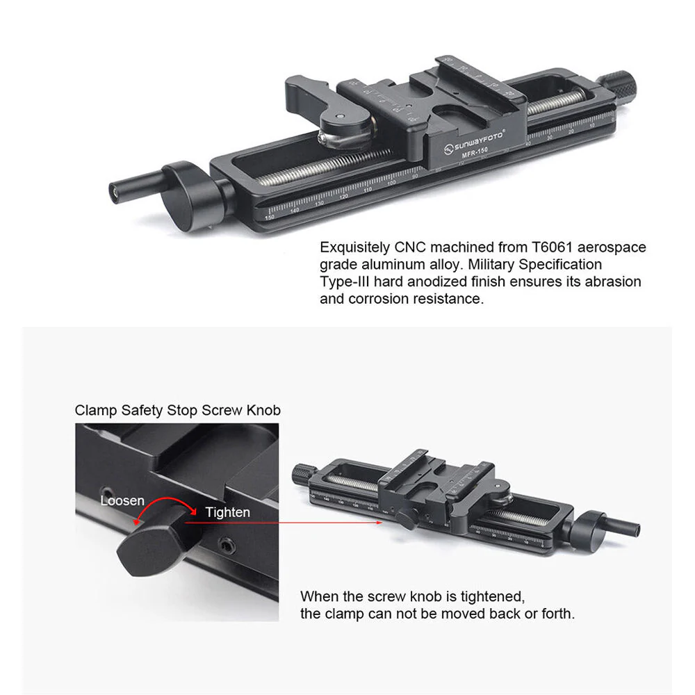 Sunwayfoto Macro Focusing Rail with Lever-Lock Clamp - Image 5