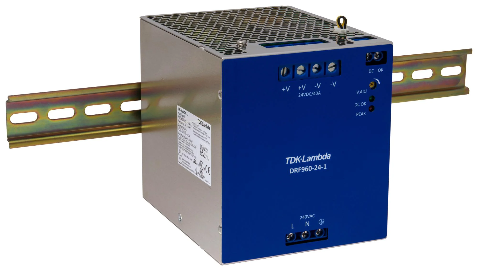 TDK-LAMBDA DRF-960-24-1 DRF-960-24-1 AC/DC DIN Rail Power Supply (PSU) ITE 1 Output 960 W 24 V 40 A - Image 2