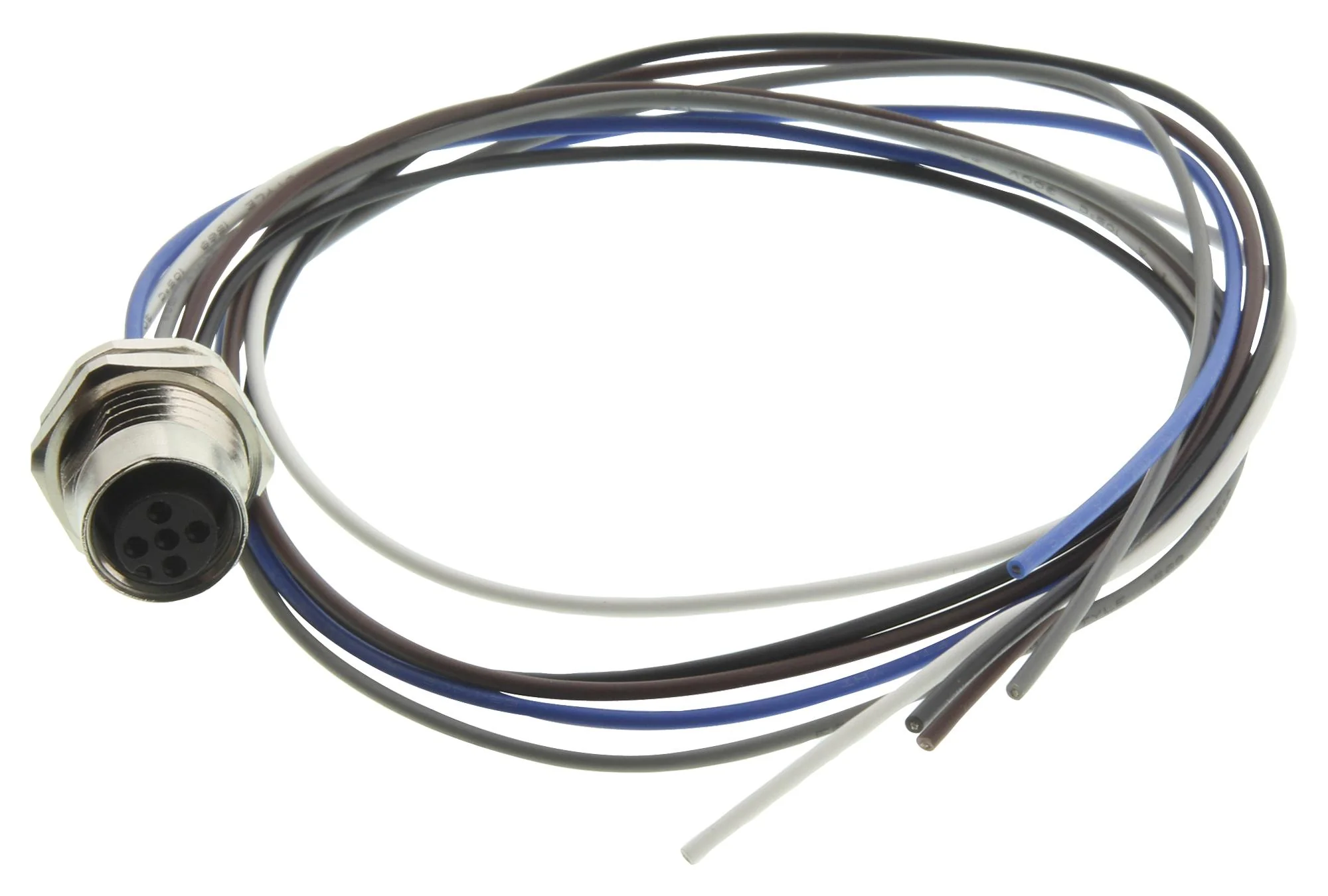 TE CONNECTIVITY T4171110005-002 Sensor Cable, M12 Receptacle, Free End, 5 Positions, 500 mm, 19.7 ", T417 Series