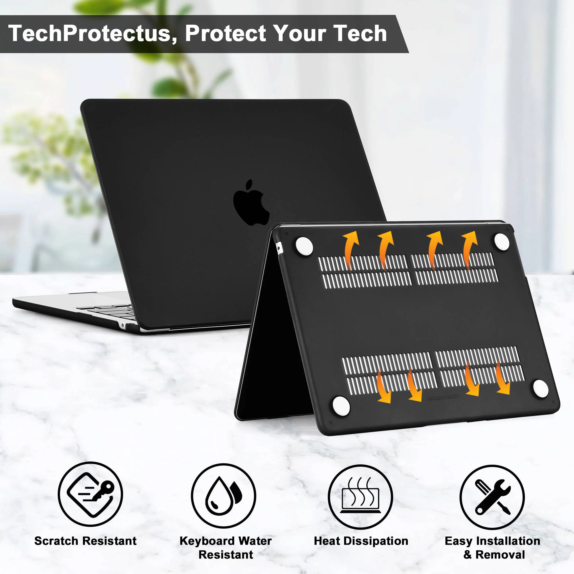 TechProtectus Colorlife Hard-Shell Case & Keyboard Cover for 13.6" MacBook Air M2 (Black) - Image 3