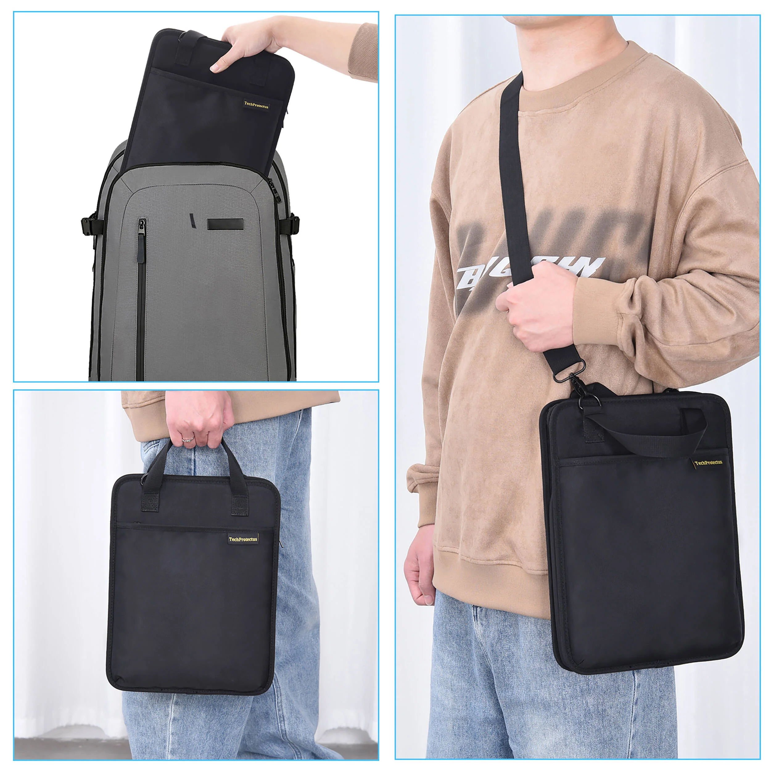 TechProtectus Shockproof Vertical Carry Sleeve for 12" Tablet (Black) - Image 5
