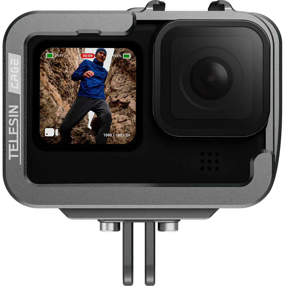 TELESIN Aluminum Cage with Vertical Frame for GoPro HERO11/10/9 - Image 4