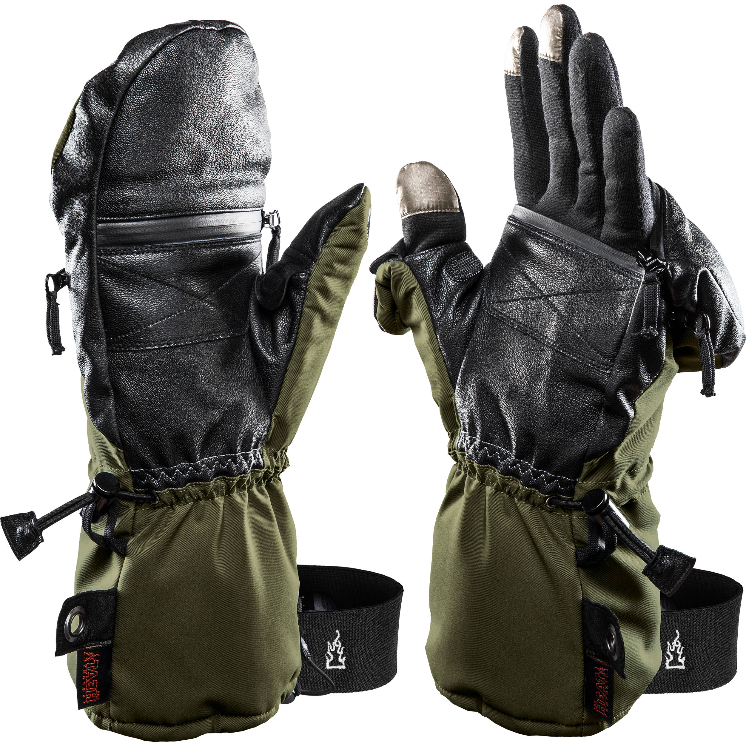 The Heat Company Heat 3 Smart Mittens/Gloves (Size 10, Tarmac Green) - Image 2