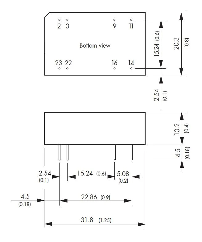 Traco Power TEN 3-0513N TEN 3-0513N Isolated Through Hole DC/DC Converter ITE 2:1 3 W 1 Output 15 V 200 mA - Image 2